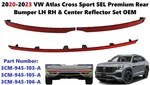 20-23 Vw Atlas Cross Sport Sel Premium Rear Bumper Lh Rh & Center Reflector Set. Fixed Price $140.00.